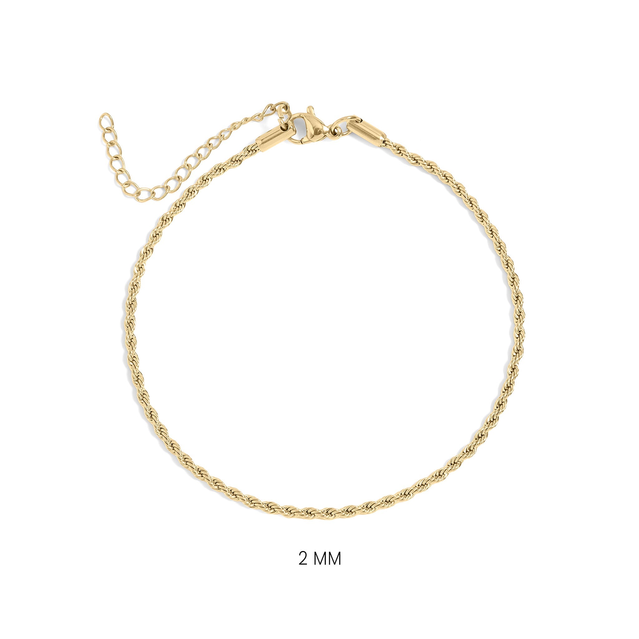 18K Gold PVD Stainless Steel Coated Rope Chain Bracelet/Anklet