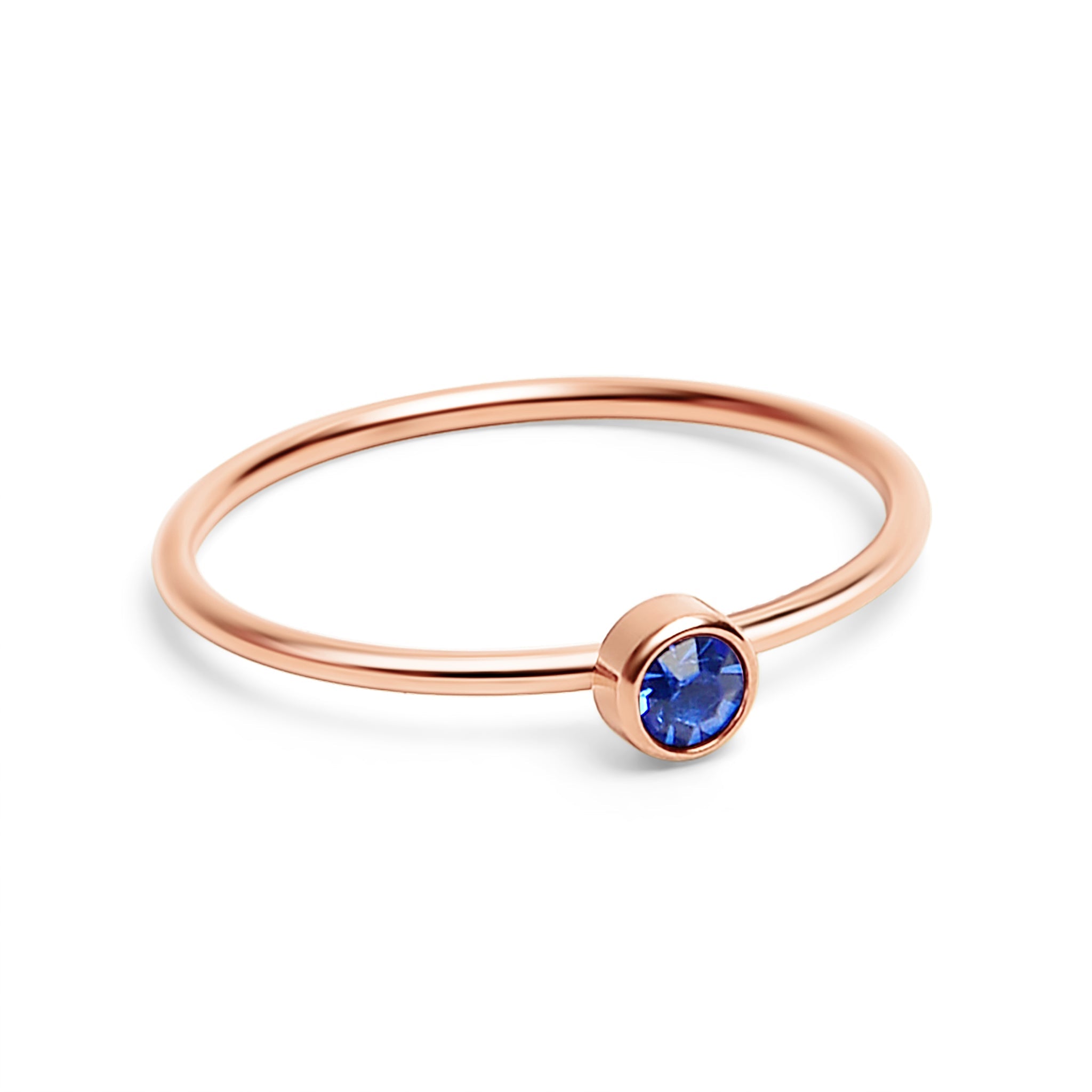 Rose Gold Stacking Ring – 18K PVD Coated Stainless Steel Birthstone Band - Ring | Sunflower Soul Boutique