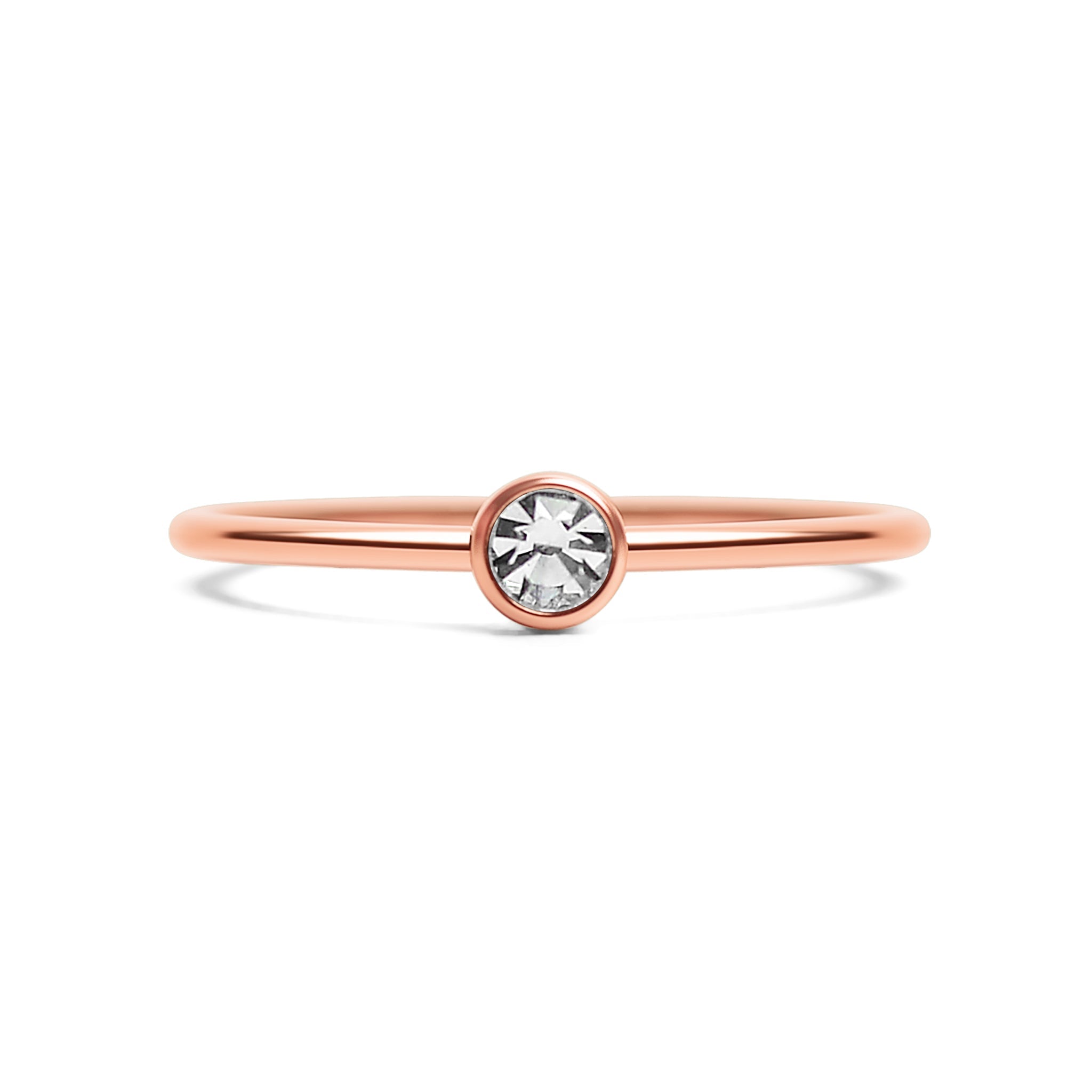 Rose Gold Stacking Ring – 18K PVD Coated Stainless Steel Birthstone Band - Ring | Sunflower Soul Boutique