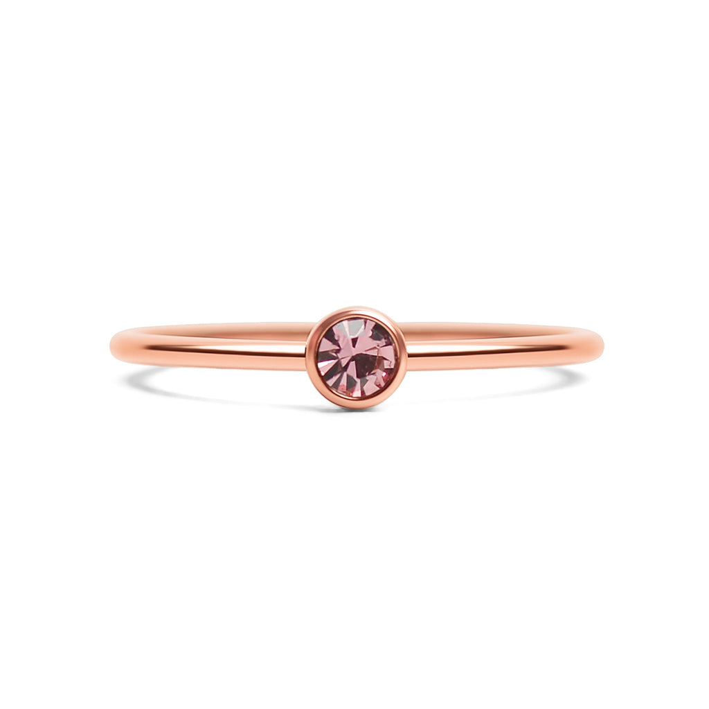 Rose Gold Stacking Ring – 18K PVD Coated Stainless Steel Birthstone Band - Ring | Sunflower Soul Boutique
