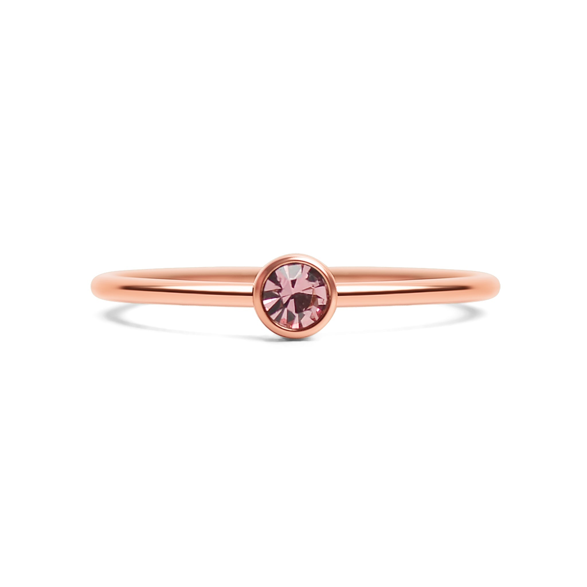 Rose Gold Stacking Ring – 18K PVD Coated Stainless Steel Birthstone Band - Ring | Sunflower Soul Boutique
