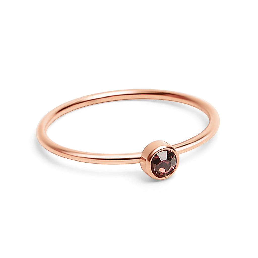 Rose Gold Stacking Ring – 18K PVD Coated Stainless Steel Birthstone Band - Ring | Sunflower Soul Boutique