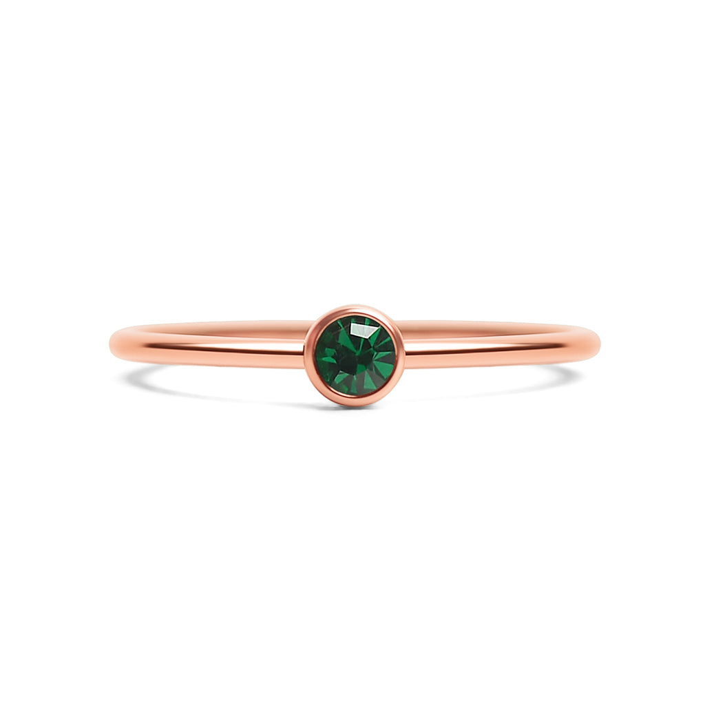 Rose Gold Stacking Ring – 18K PVD Coated Stainless Steel Birthstone Band - Ring | Sunflower Soul Boutique
