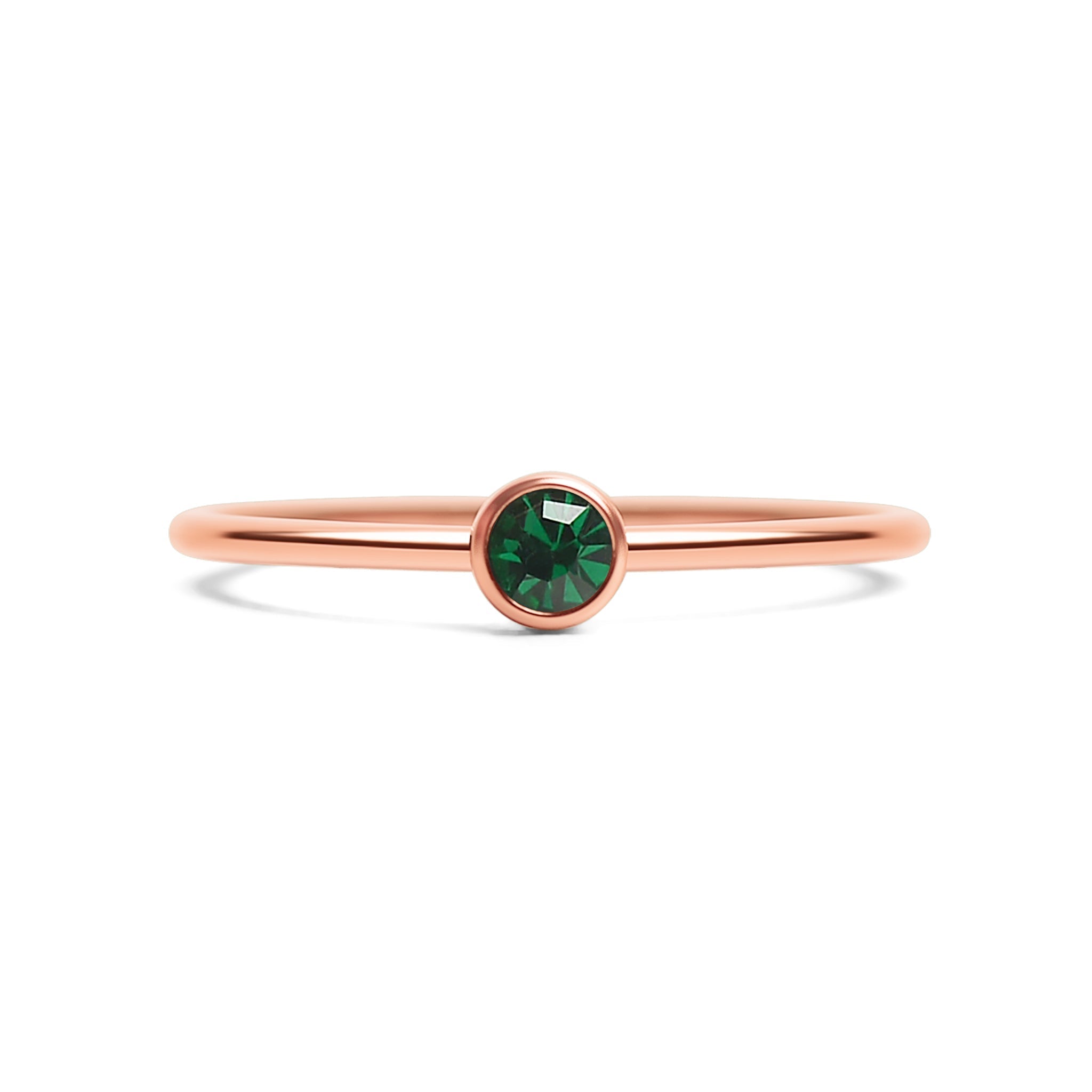Rose Gold Stacking Ring – 18K PVD Coated Stainless Steel Birthstone Band - Ring | Sunflower Soul Boutique