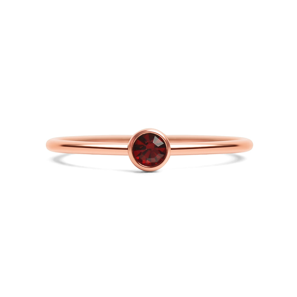 Rose Gold Stacking Ring – 18K PVD Coated Stainless Steel Birthstone Band - Ring | Sunflower Soul Boutique