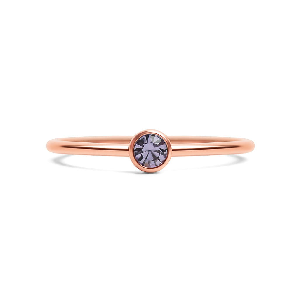 Rose Gold Stacking Ring – 18K PVD Coated Stainless Steel Birthstone Band - Ring | Sunflower Soul Boutique