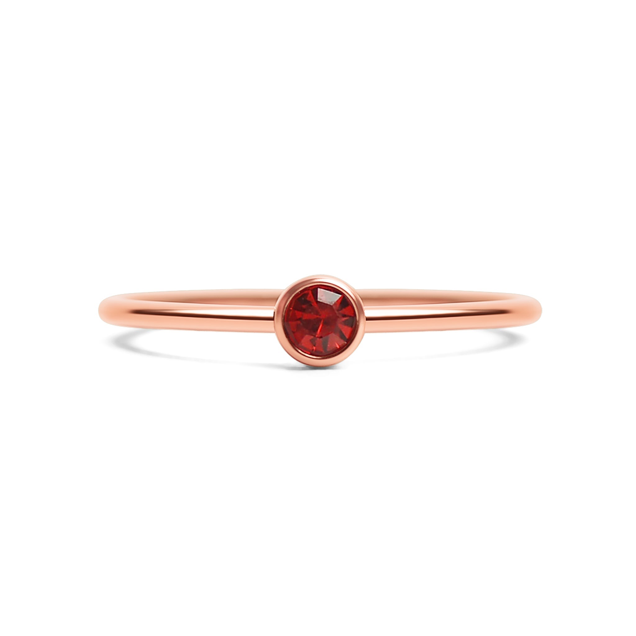 Rose Gold Stacking Ring – 18K PVD Coated Stainless Steel Birthstone Band - Ring | Sunflower Soul Boutique
