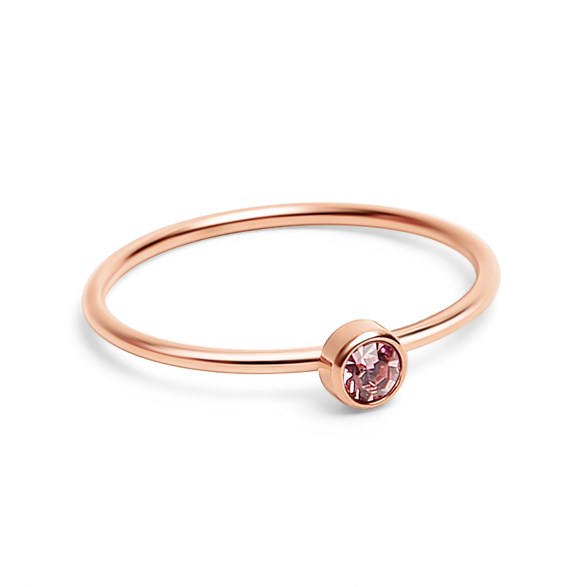 Rose Gold Stacking Ring – 18K PVD Coated Stainless Steel Birthstone Band - Ring | Sunflower Soul Boutique