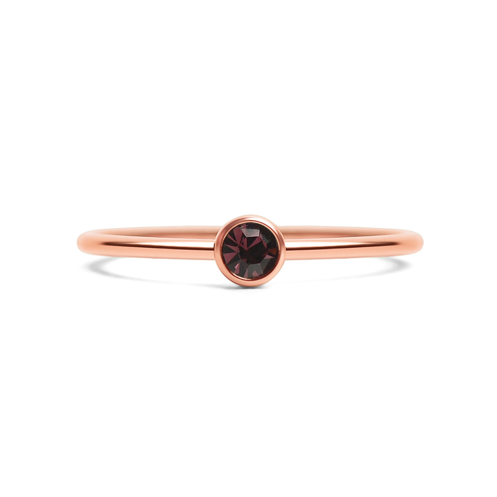 Rose Gold Stacking Ring – 18K PVD Coated Stainless Steel Birthstone Band - Ring | Sunflower Soul Boutique