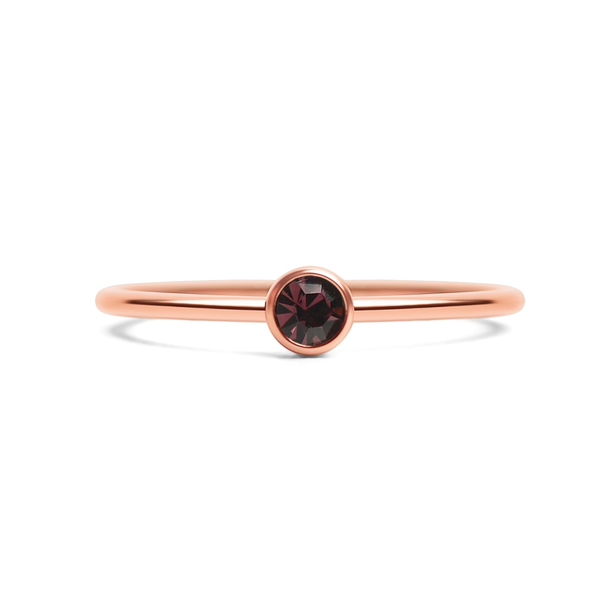 Rose Gold Stacking Ring – 18K PVD Coated Stainless Steel Birthstone Band - Ring | Sunflower Soul Boutique