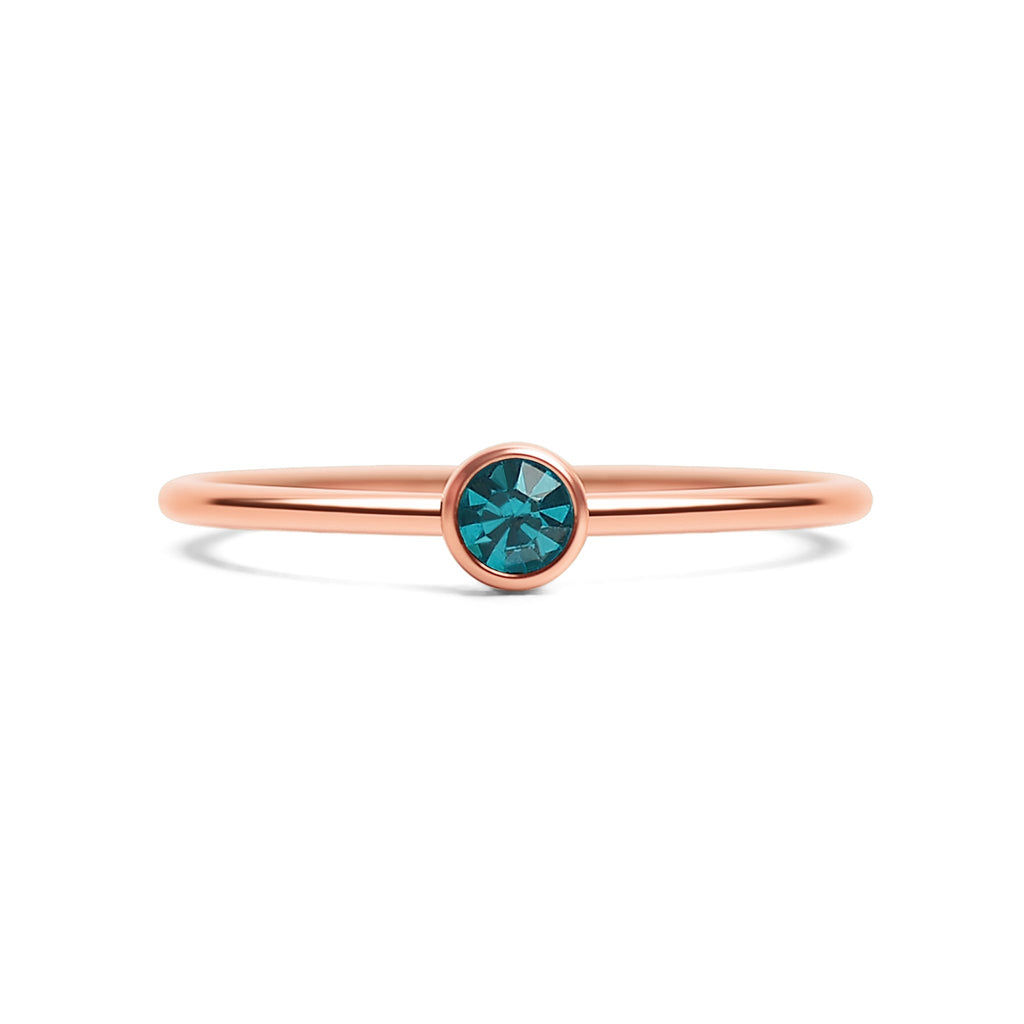 Rose Gold Stacking Ring – 18K PVD Coated Stainless Steel Birthstone Band - Ring | Sunflower Soul Boutique
