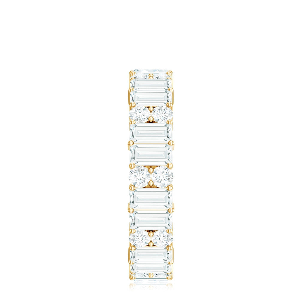 Round and Baguette Cut Moissanite Eternity Wedding Band