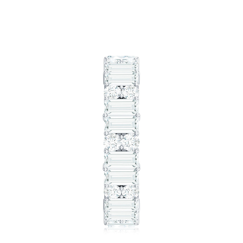 Round and Baguette Cut Moissanite Eternity Wedding Band