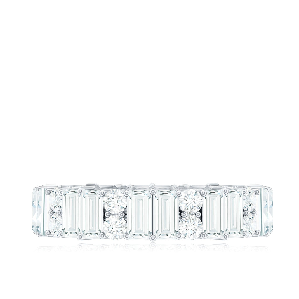 Round and Baguette Cut Moissanite Eternity Wedding Band