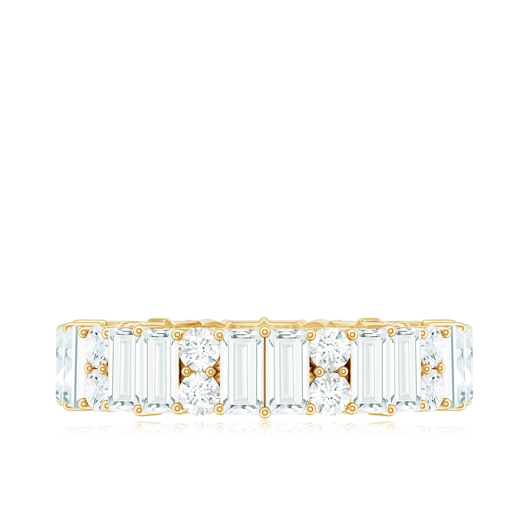 Round and Baguette Cut Moissanite Eternity Wedding Band
