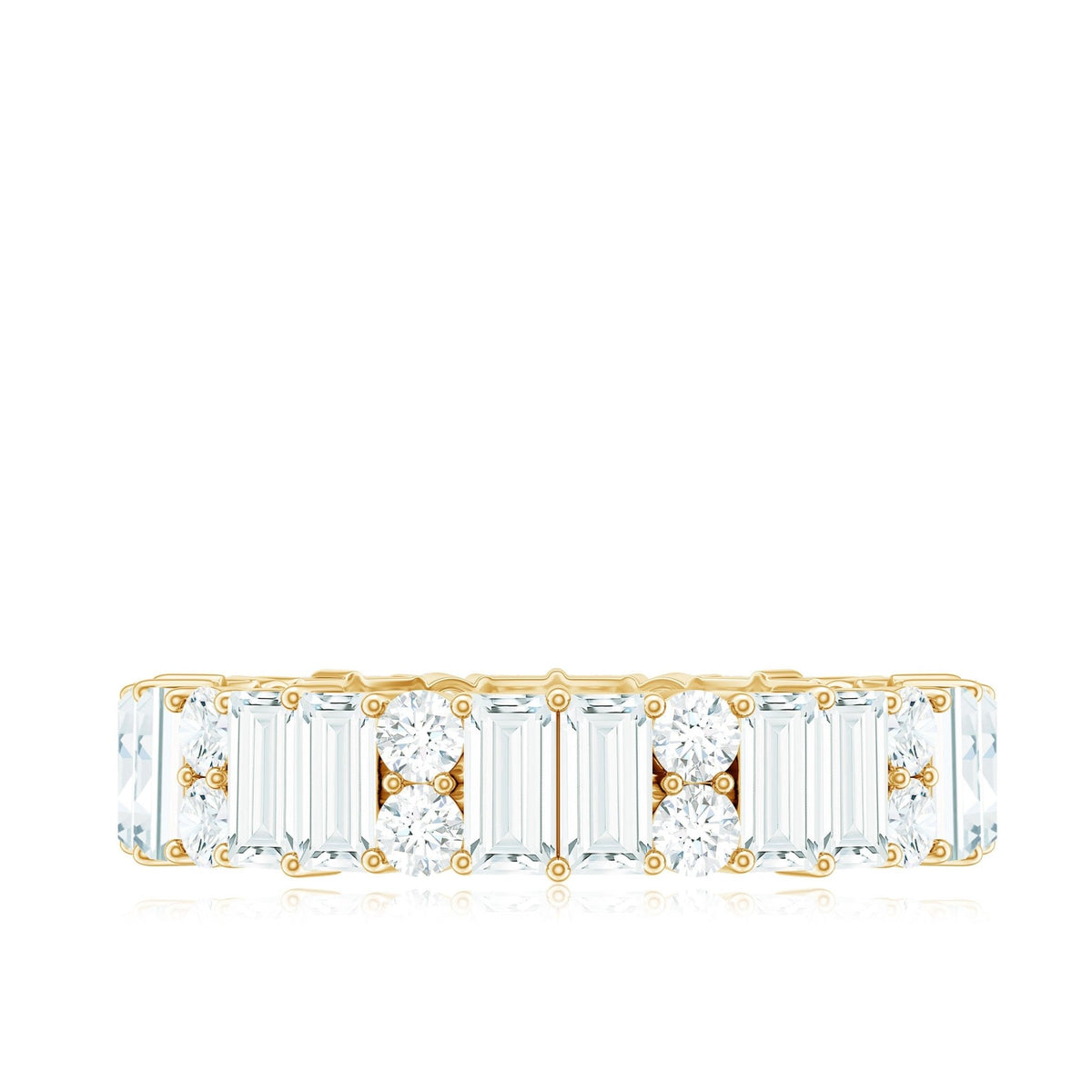Round and Baguette Cut Moissanite Eternity Wedding Band
