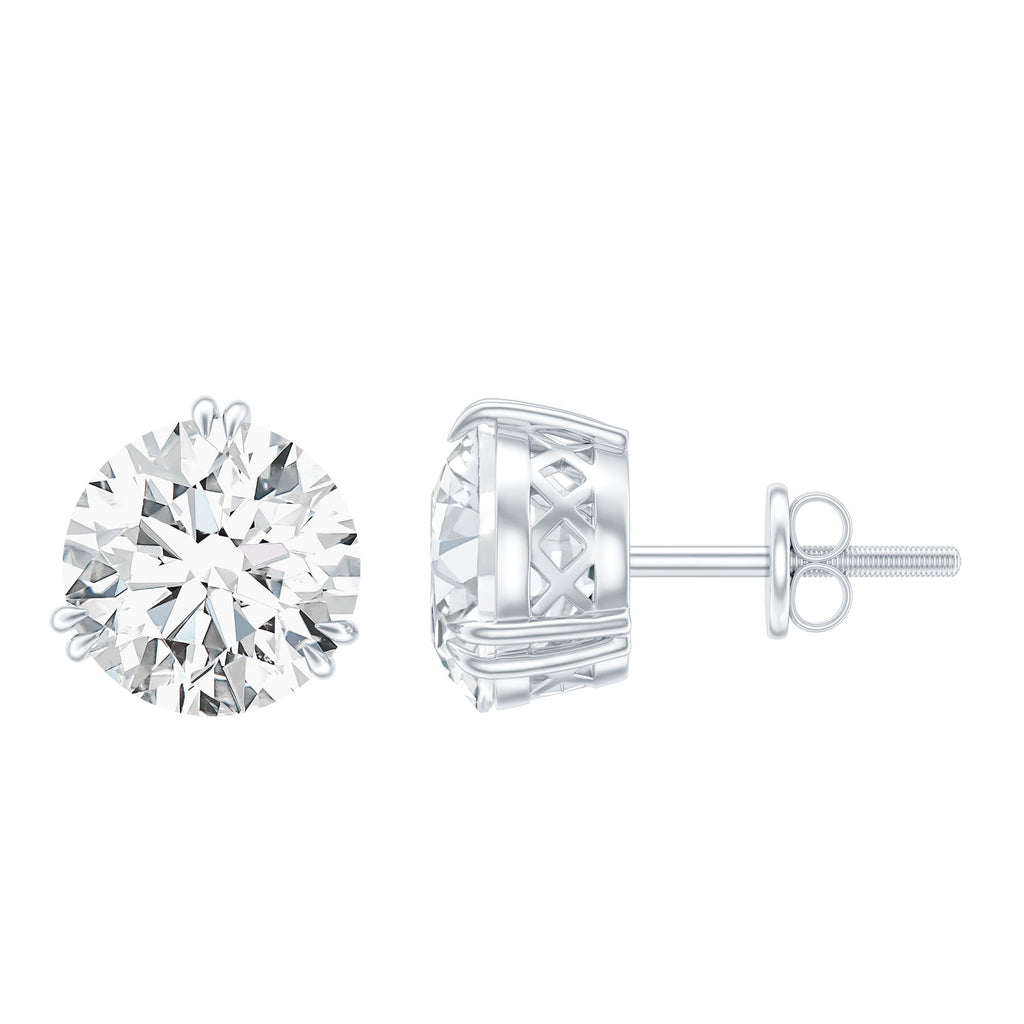 Round Diamond Studs - 4 Carat Classic Screw Back Earrings | Secure Everyday Wear