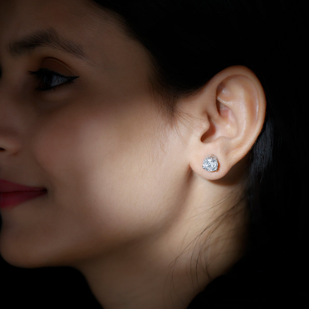 Round Diamond Studs - 4 Carat Classic Screw Back Earrings | Secure Everyday Wear
