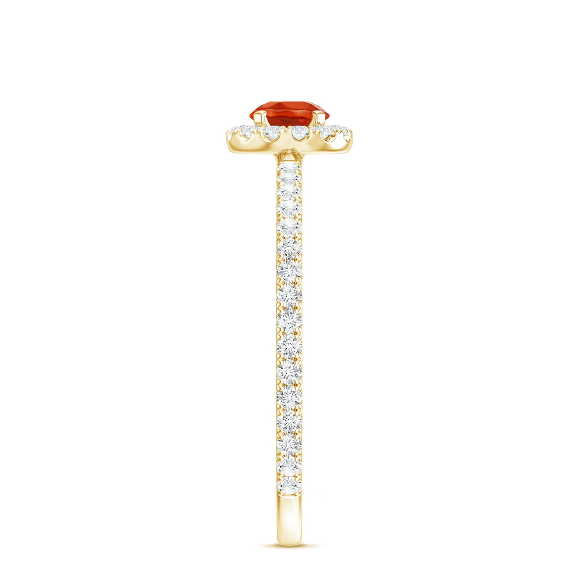 Round Fire Opal Minimal Engagement Ring with Diamond
