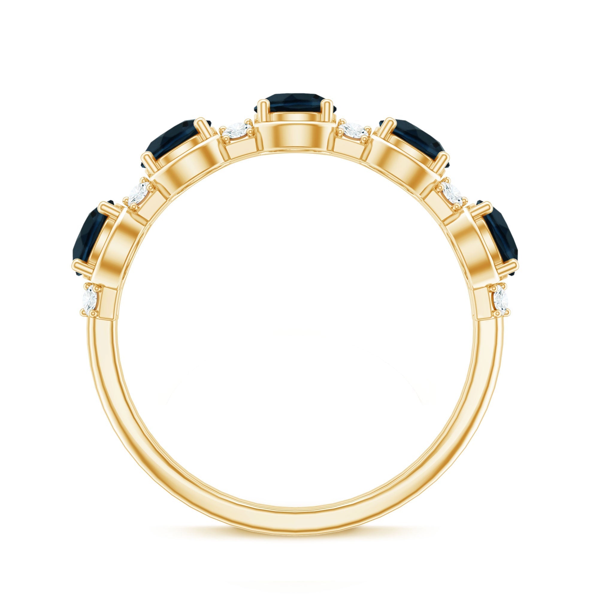 Round London Blue Topaz and Diamond Half Eternity Band