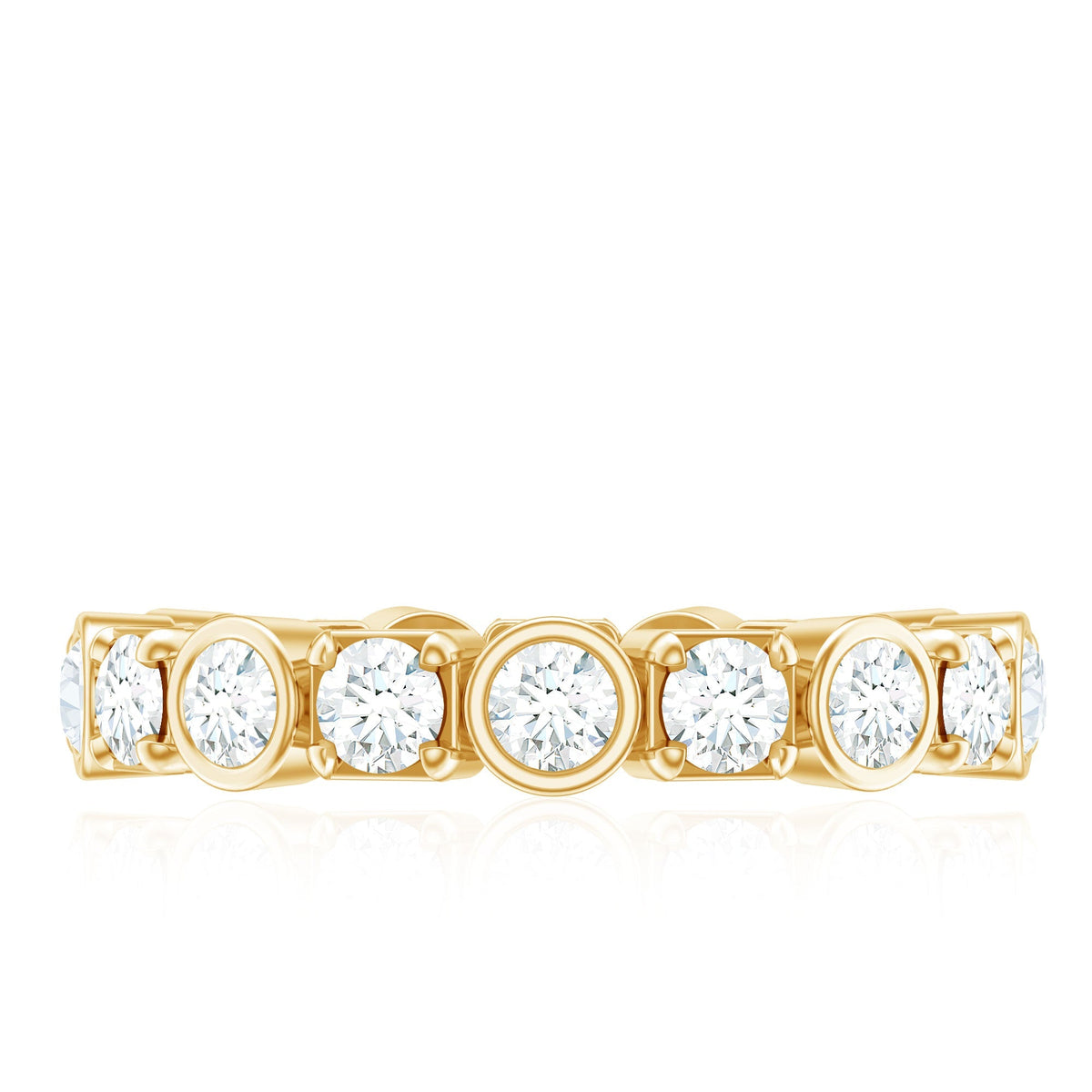 Round Moissanite Eternity Wedding Band with Certificate