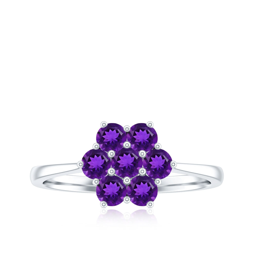 Round Shape Amethyst Cluster Flower Ring for Women