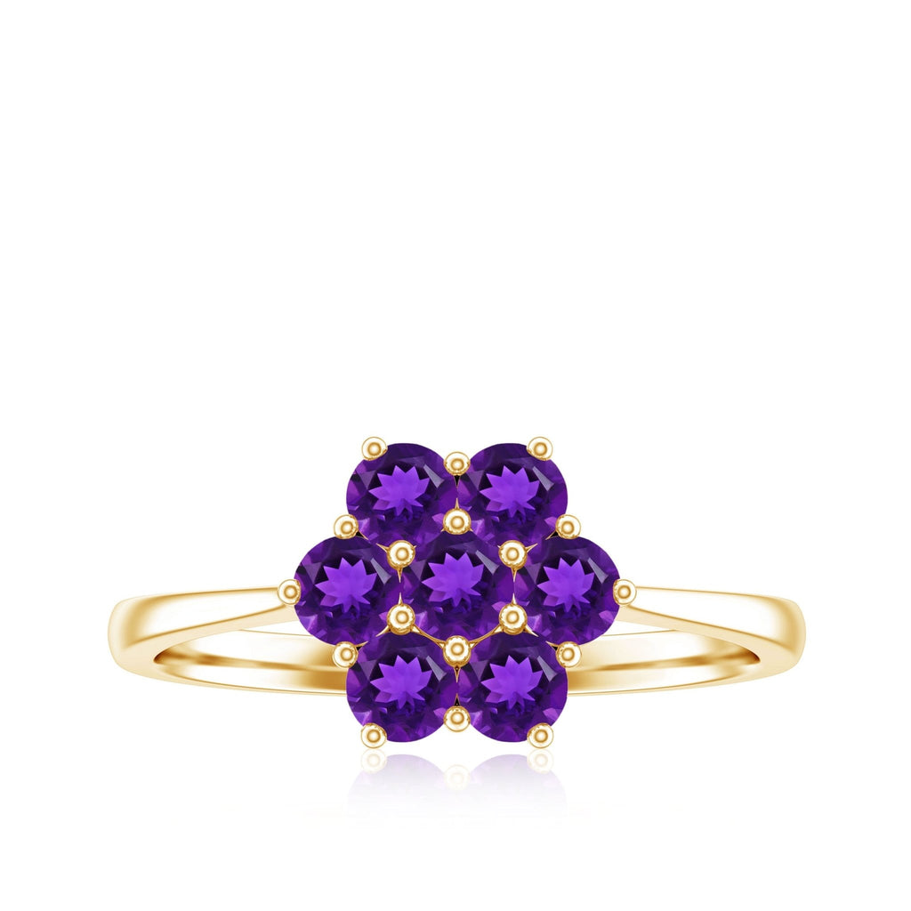 Round Shape Amethyst Cluster Flower Ring for Women