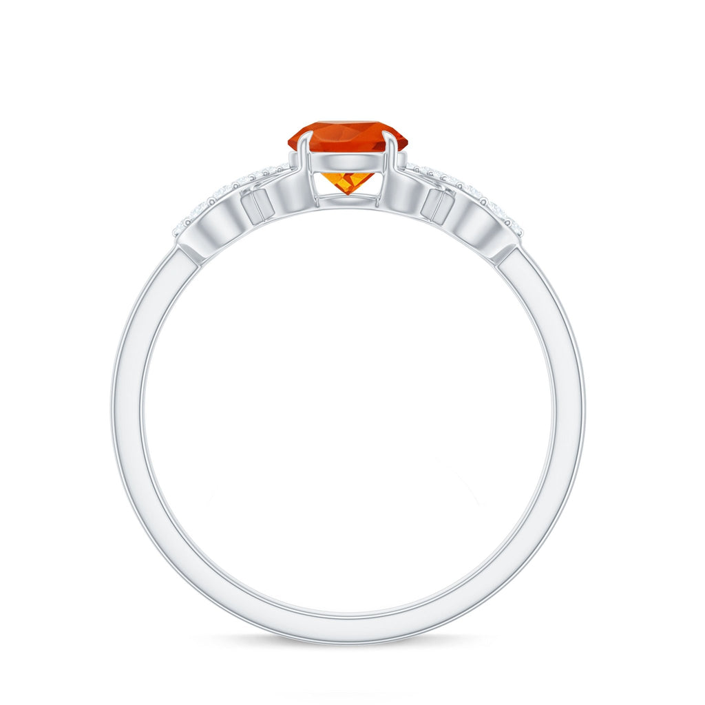 Round Shape Solitaire Fire Opal Infinity Engagement Ring with Diamond