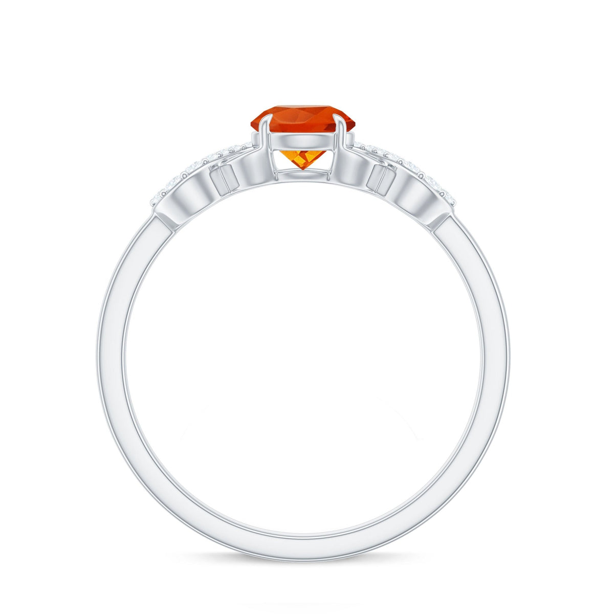 Round Shape Solitaire Fire Opal Infinity Engagement Ring with Diamond