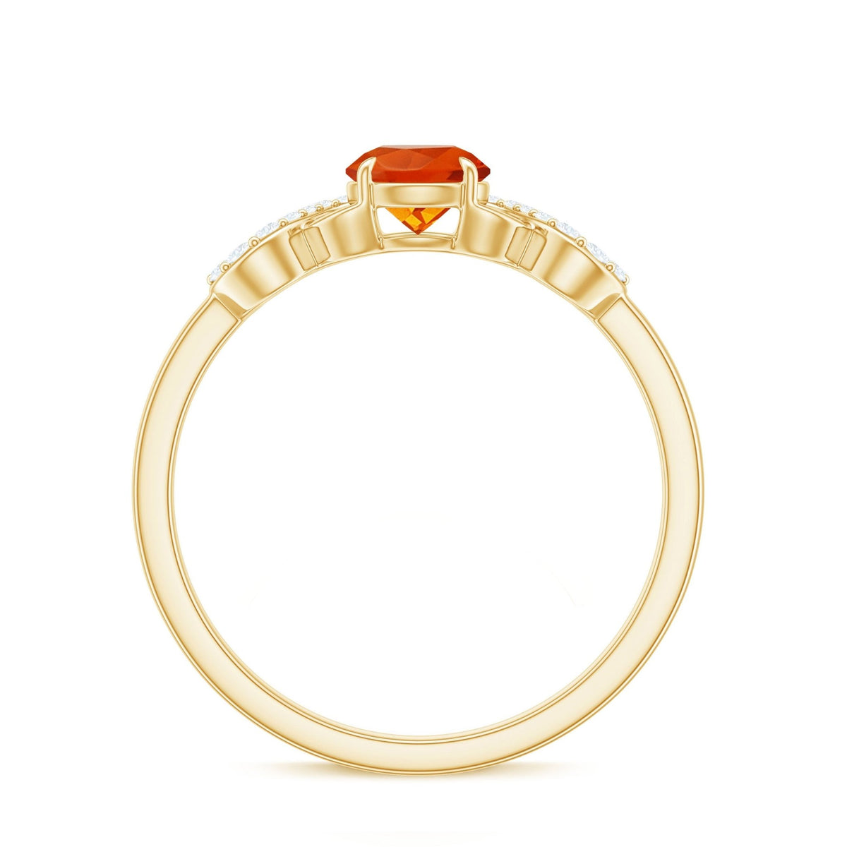 Round Shape Solitaire Fire Opal Infinity Engagement Ring with Diamond