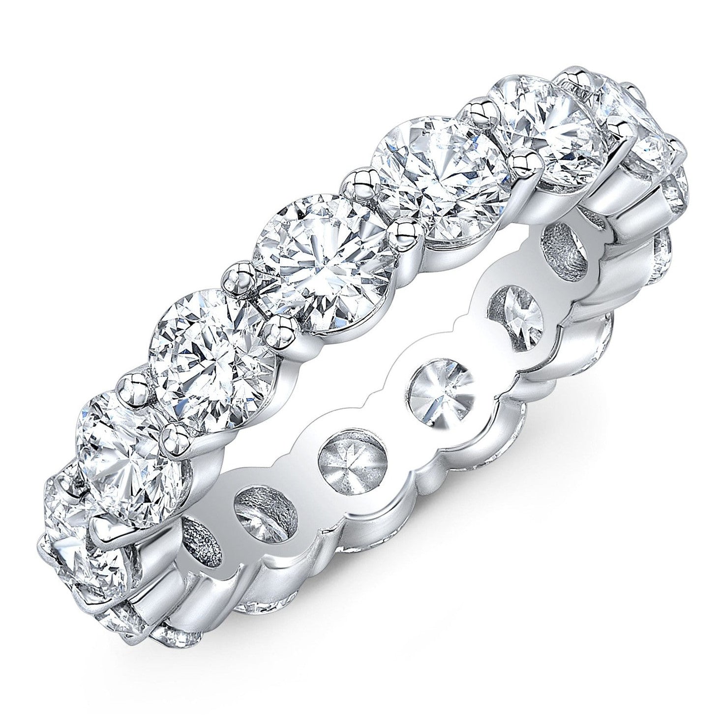 Created Moissanite Ring – 4 Carat Moissanite Eternity Band | 14k Gold Overlay