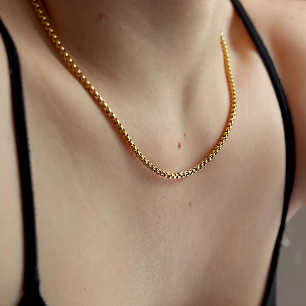 18K Gold PVD Stainless Steel Rounded Box Chain / CHN9952