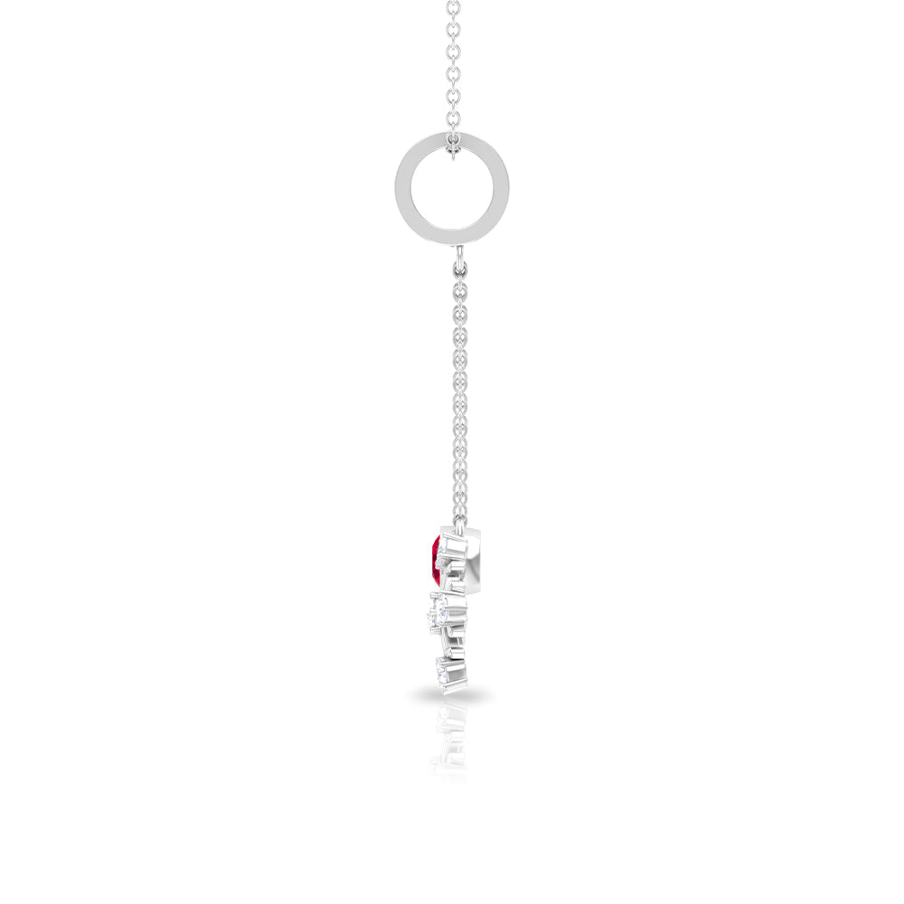 Ruby and Diamond Snowflake Dangle Pendant