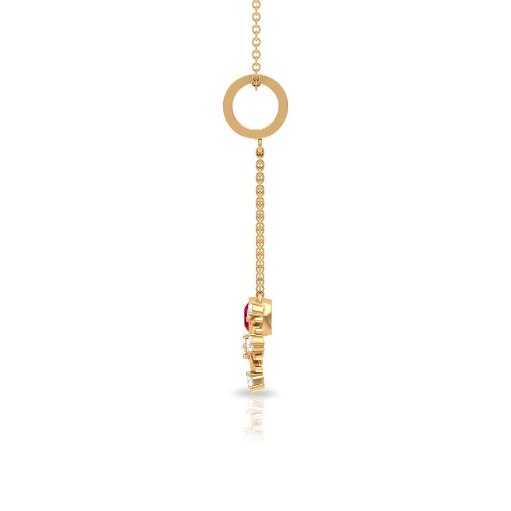 Ruby and Diamond Snowflake Dangle Pendant