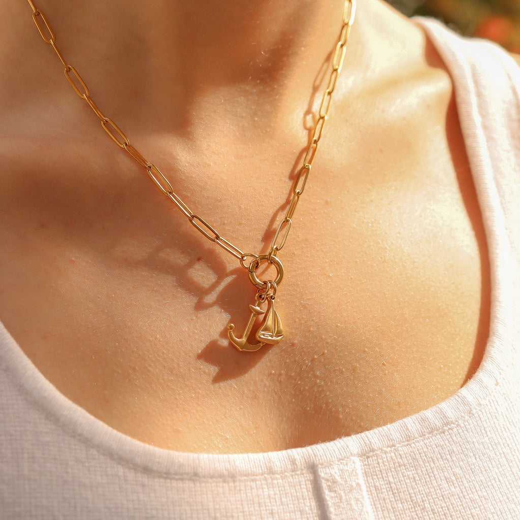 Paperclip Charm Keeper Necklace Lifestyle