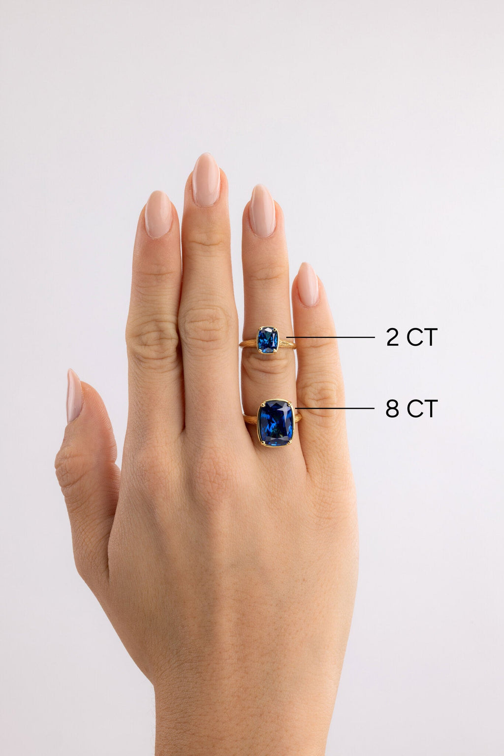 Sterling Silver Elongated Cushion Sapphire CZ Cocktail Ring