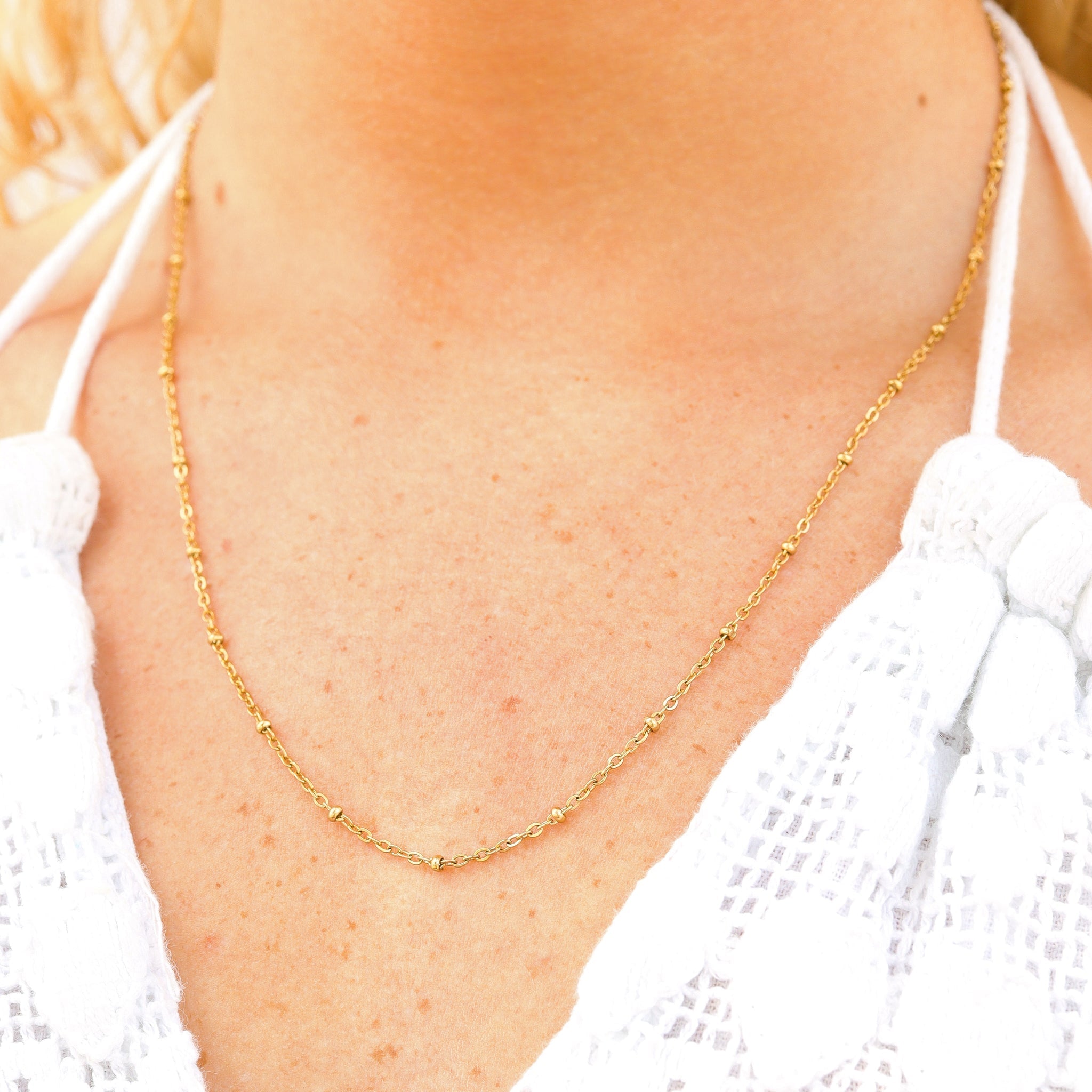 Satellite Chain Necklace – 18K Gold Adjustable Stainless Steel Jewelry - Chain | Sunflower Soul Boutique