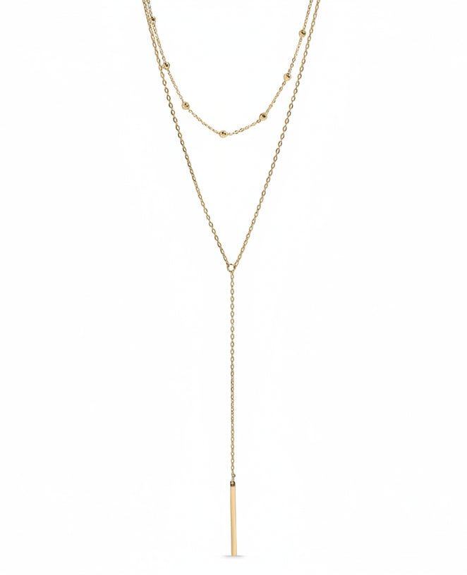 Double Chain Lariat Drop Bar necklace