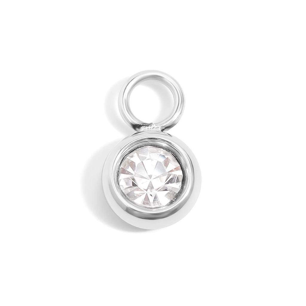 Stainless Steel Charm – Clear CZ Pendant | Durable 316L Surgical Steel Jewelry