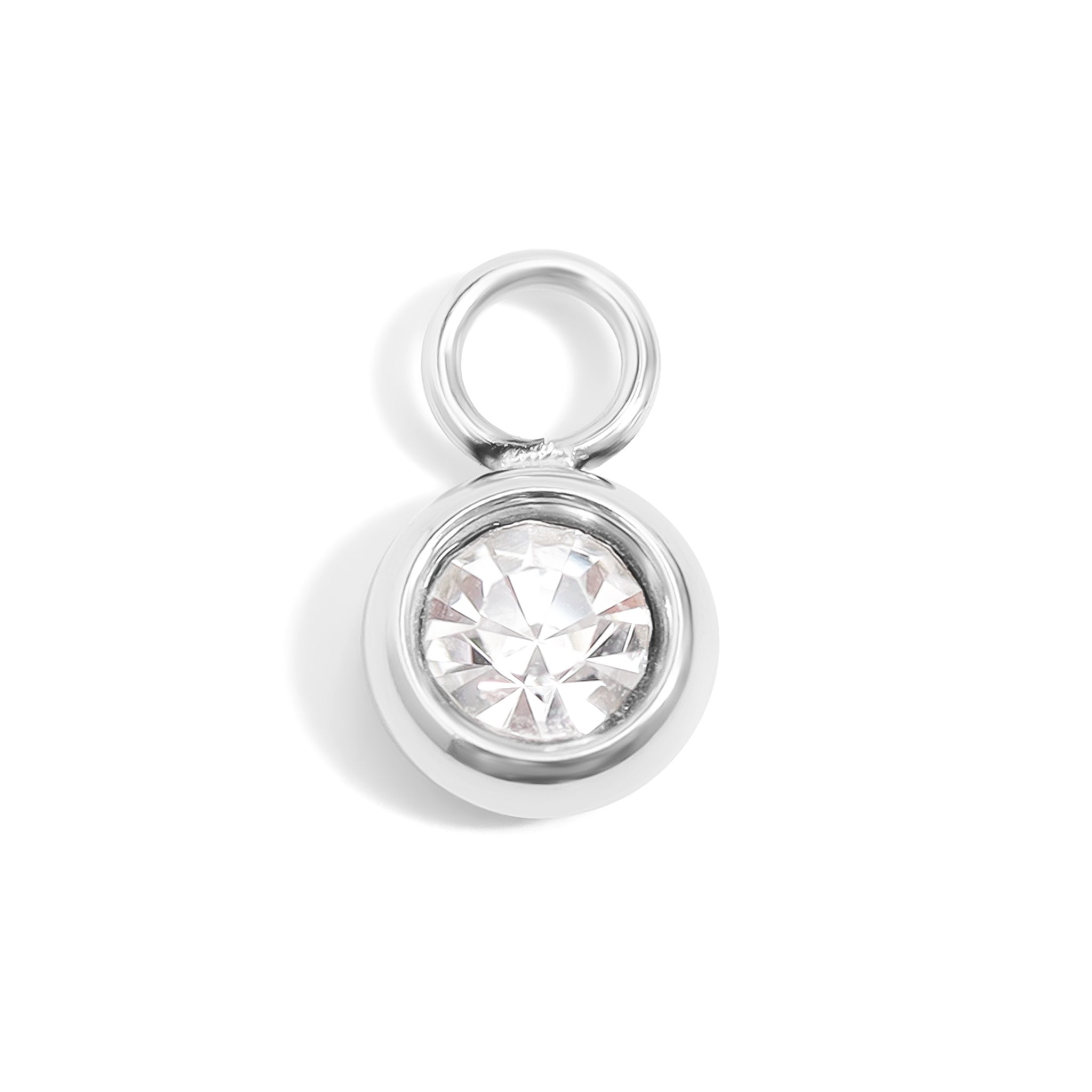 Stainless Steel Charm – Clear CZ Pendant | Durable 316L Surgical Steel Jewelry