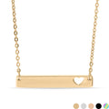 Cutout Heart Bar Necklace – Engraved Bar Jewelry | Durable Gold Stainless Steel