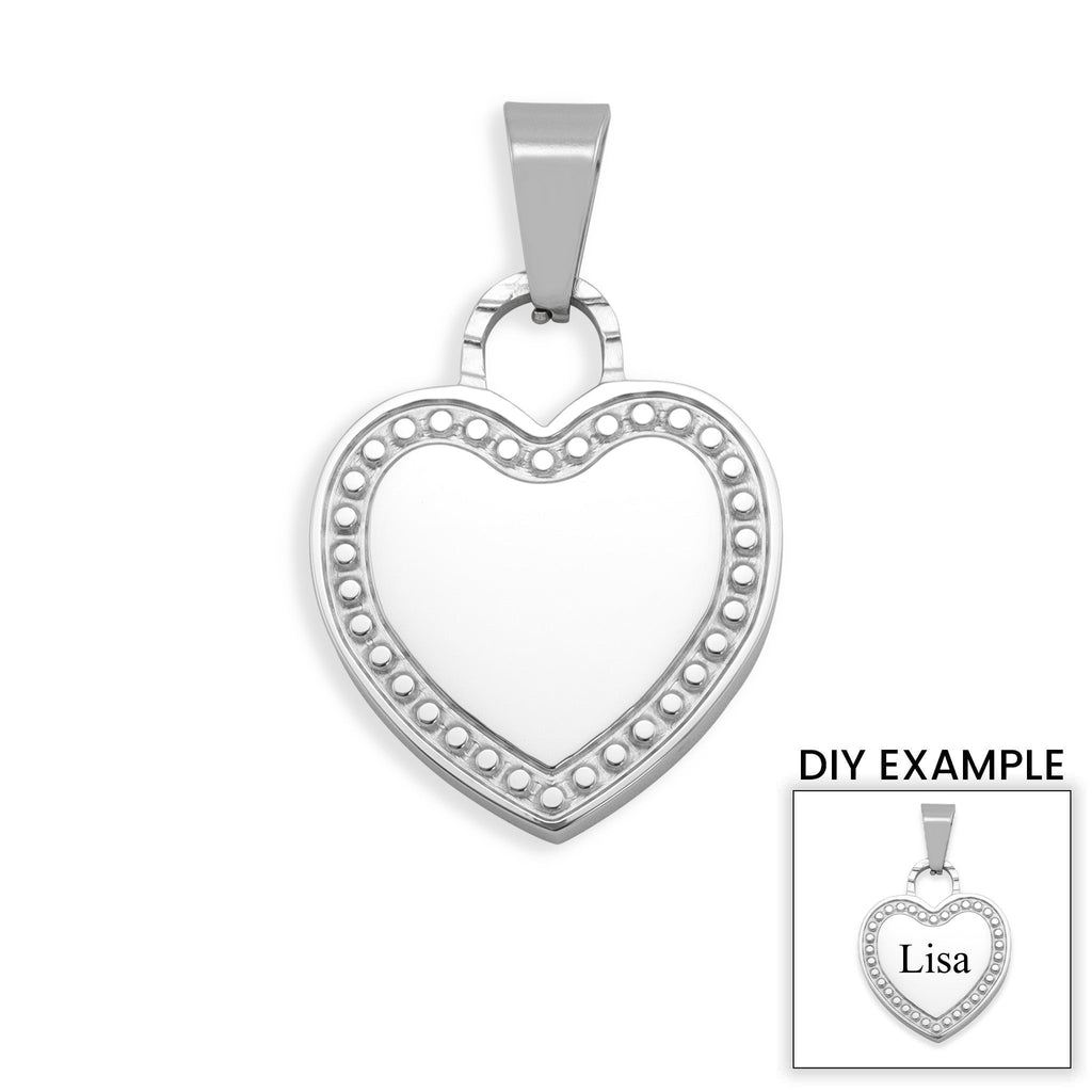 Stainless Steel Detailed Heart Pendant / SBB0086
