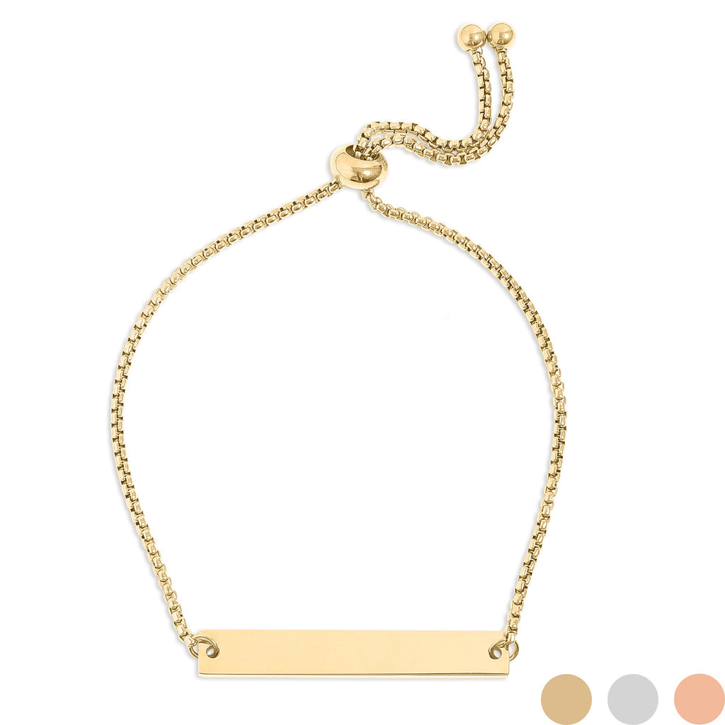 Gold Adjustable Bar Bracelet – 18K Gold PVD Stainless Steel Flat Adjustable Band