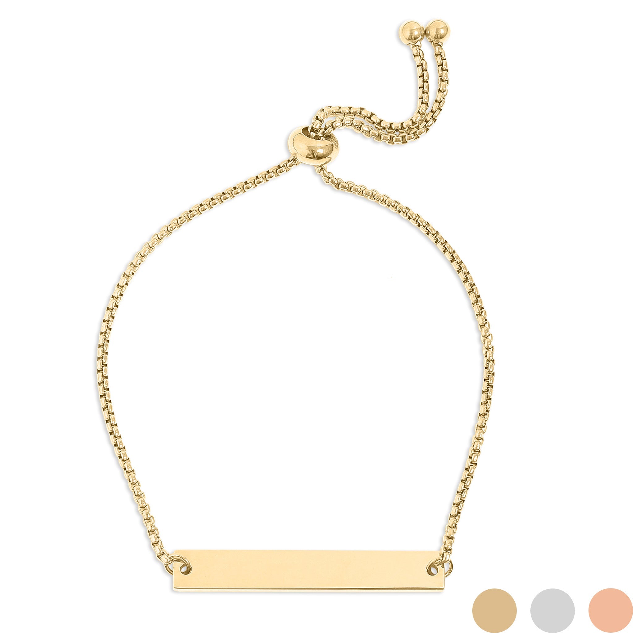 Gold Adjustable Bar Bracelet – 18K Gold PVD Stainless Steel Flat Adjustable Band