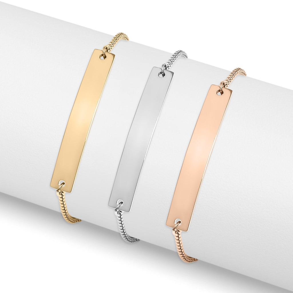 Gold Stainless Steel Bracelet – Adjustable Curved Bar With Polished Finish