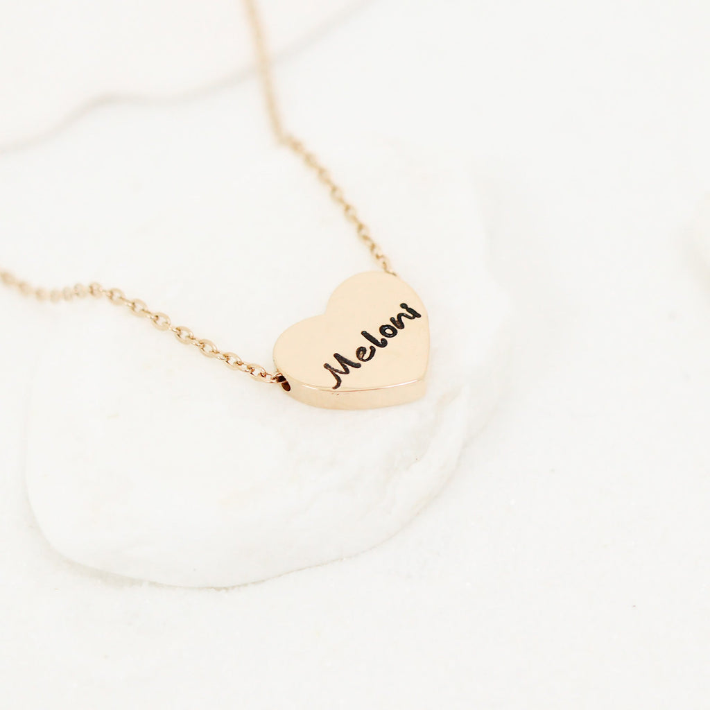 18K Gold Heart Necklace – Durable Stainless Steel Blank Pendant for Engraving