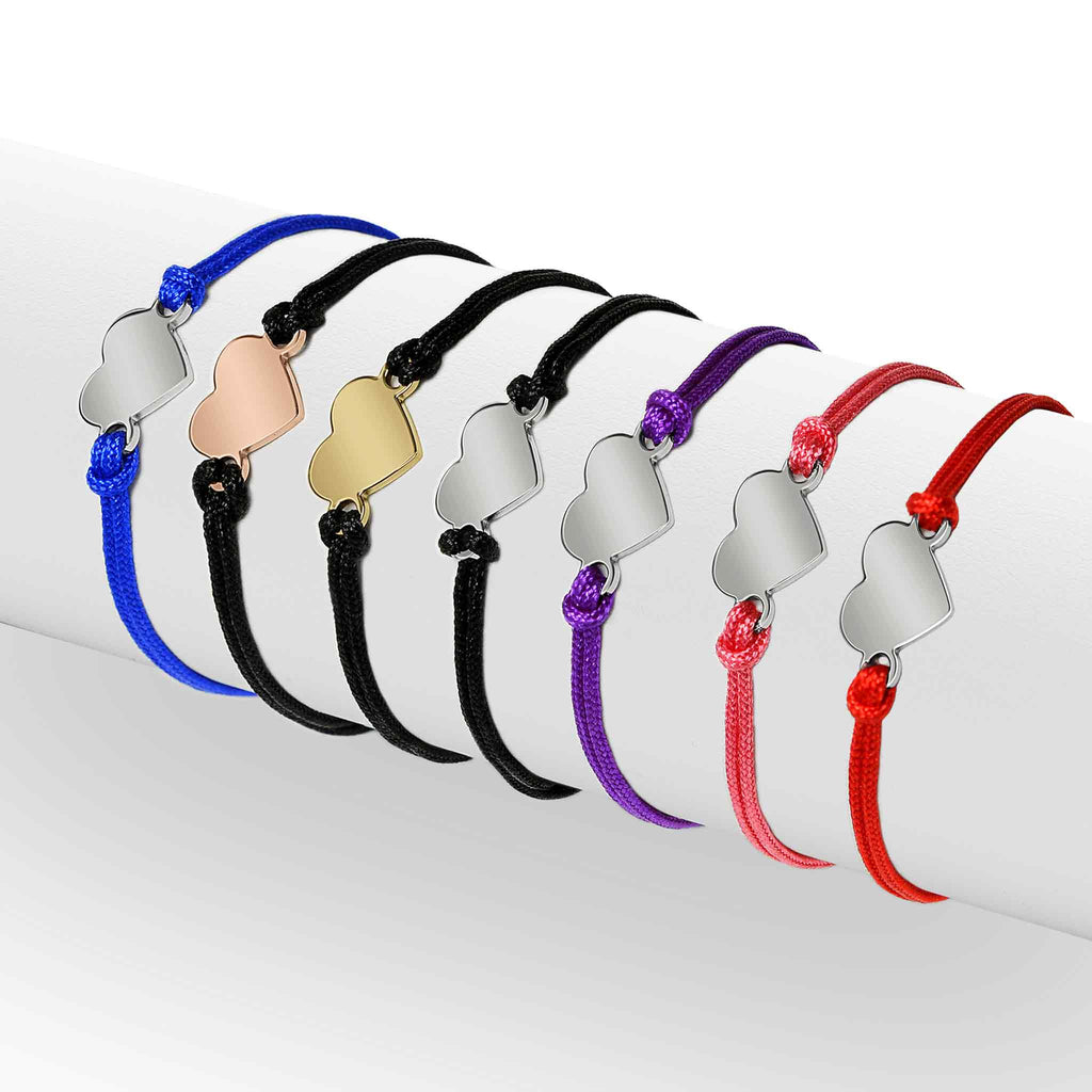 Engraved Friendship Bracelet – Adjustable 18K Gold Custom Heart Jewelry Gift