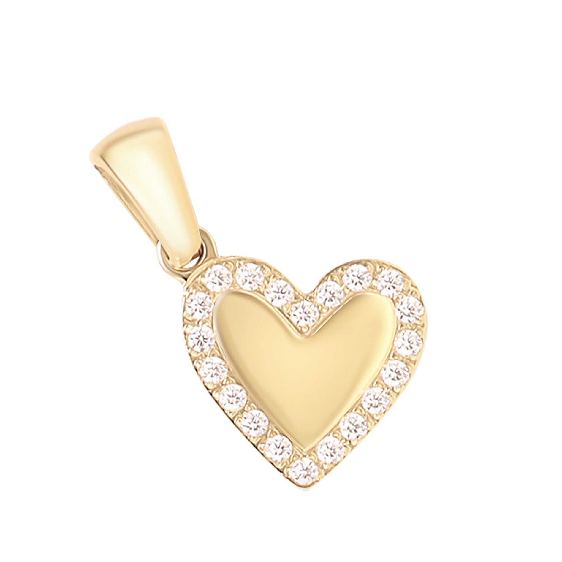 18K Gold Heart Charm – Durable Stainless Steel CZ Heart Pendant with Sparkling Accents