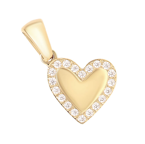 Heart Charm Pendant with CZ Accents