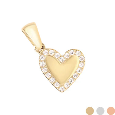18K Gold PVD Stainless Steel CZ Heart Charm